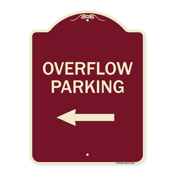 Signmission Overflow Parking with Left Arrow Heavy-Gauge Aluminum Architectural Sign, 24" x 18", BU-1824-23516 A-DES-BU-1824-23516 - main